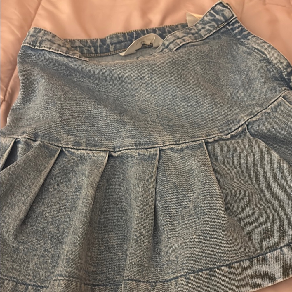 H&M Blue Pleated Skater Mini Skirt